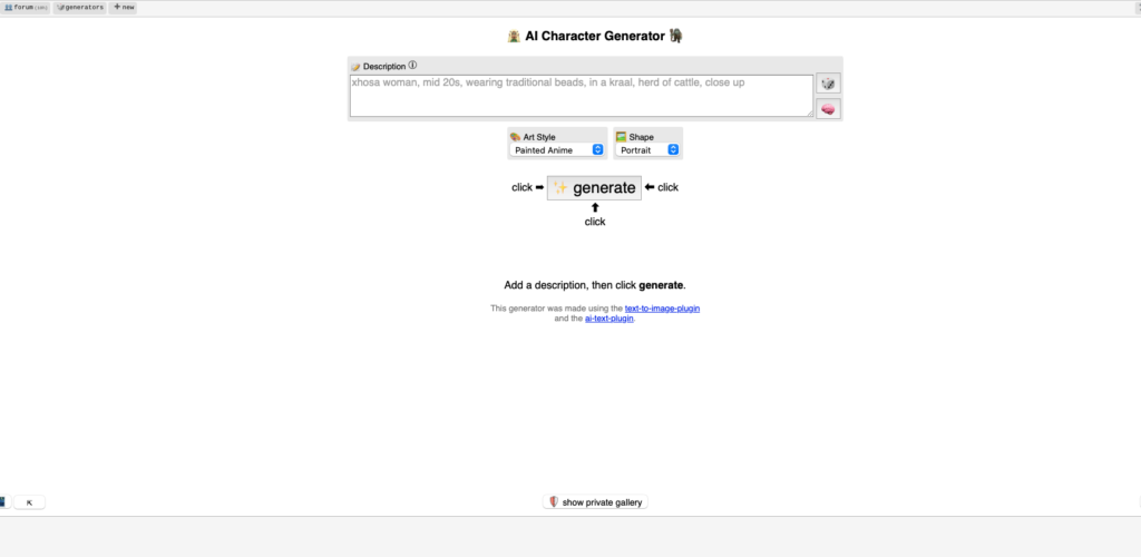 Perchance AI Character Generator screenshot 1
